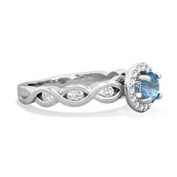 Blue Topaz Infinity Halo Engagement 14K White Gold ring R26315RH
