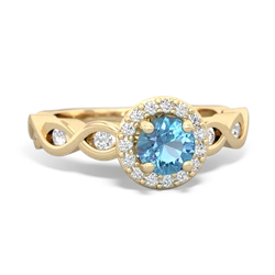 Blue Topaz Infinity Halo Engagement 14K Yellow Gold ring R26315RH