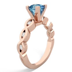Blue Topaz Infinity 5Mm Square Engagement 14K Rose Gold ring R26315SQ