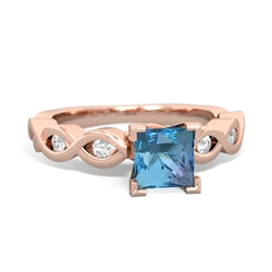 Blue Topaz Infinity 5Mm Square Engagement 14K Rose Gold ring R26315SQ