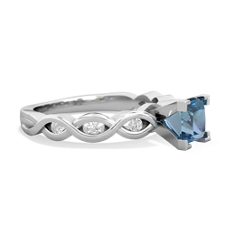 Blue Topaz Infinity 5Mm Square Engagement 14K White Gold ring R26315SQ