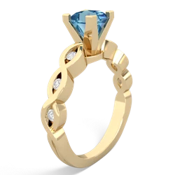 Blue Topaz Infinity 5Mm Square Engagement 14K Yellow Gold ring R26315SQ