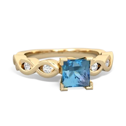 Blue Topaz Infinity 5Mm Square Engagement 14K Yellow Gold ring R26315SQ