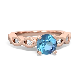 Blue Topaz Infinity 6Mm Round Engagement 14K Rose Gold ring R26316RD