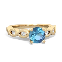 Blue Topaz Infinity 6Mm Round Engagement 14K Yellow Gold ring R26316RD