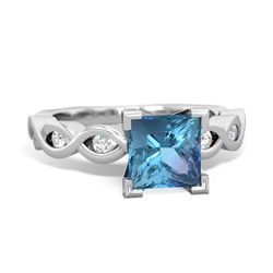 Blue Topaz Infinity 6Mm Princess Engagement 14K White Gold ring R26316SQ