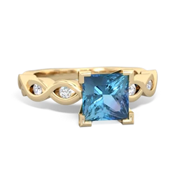 Blue Topaz Infinity 6Mm Princess Engagement 14K Yellow Gold ring R26316SQ