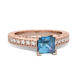 Blue Topaz Art Deco Engagement 5Mm Square 14K Rose Gold ring R26355SQ