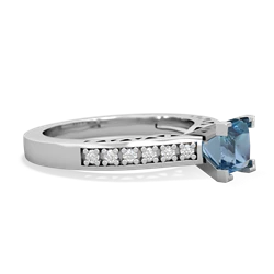 Blue Topaz Art Deco Engagement 5Mm Square 14K White Gold ring R26355SQ