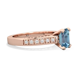 Blue Topaz Art Deco Engagement 7X5mm Emerald-Cut 14K Rose Gold ring R26357EM
