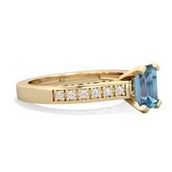 Blue Topaz Art Deco Engagement 7X5mm Emerald-Cut 14K Yellow Gold ring R26357EM