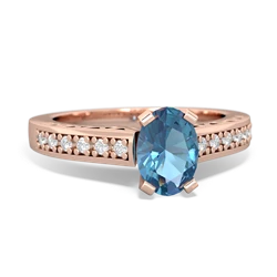 Blue Topaz Art Deco Engagement 7X5mm Oval 14K Rose Gold ring R26357VL