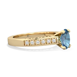 Blue Topaz Art Deco Engagement 7X5mm Oval 14K Yellow Gold ring R26357VL