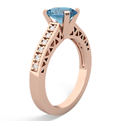 Blue Topaz Art Deco Engagement 8X6mm Oval 14K Rose Gold ring R26358VL