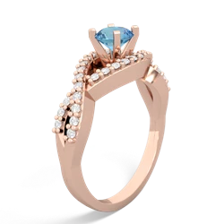 Blue Topaz Diamond Twist 5Mm Round Engagment  14K Rose Gold ring R26405RD