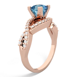 Blue Topaz Diamond Twist 5Mm Square Engagment  14K Rose Gold ring R26405SQ