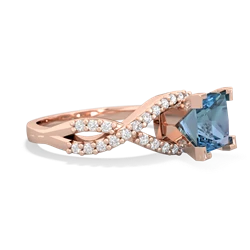 Blue Topaz Diamond Twist 6Mm Princess Engagment  14K Rose Gold ring R26406SQ