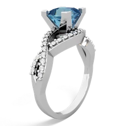 Blue Topaz Diamond Twist 6Mm Princess Engagment  14K White Gold ring R26406SQ