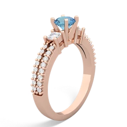 Blue Topaz Classic 5Mm Round Engagement 14K Rose Gold ring R26435RD