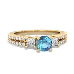 Blue Topaz Classic 5Mm Round Engagement 14K Yellow Gold ring R26435RD