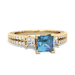 Blue Topaz Classic 5Mm Square Engagement 14K Yellow Gold ring R26435SQ