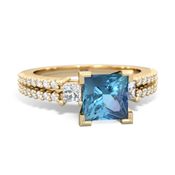 Blue Topaz Classic 6Mm Princess Engagement 14K Yellow Gold ring R26436SQ