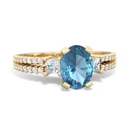 Blue Topaz Classic 8X6mm Oval Engagement 14K Yellow Gold ring R26438VL