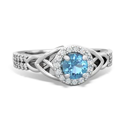 Blue Topaz Celtic Knot Halo 14K White Gold ring R26445RH