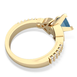 Blue Topaz Celtic Knot 6Mm Princess Engagement 14K Yellow Gold ring R26446SQ
