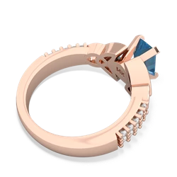 Blue Topaz Celtic Knot 7X5 Emerald-Cut Engagement 14K Rose Gold ring R26447EM