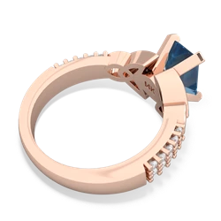 Blue Topaz Celtic Knot 8X6 Emerald-Cut Engagement 14K Rose Gold ring R26448EM
