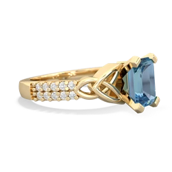 Blue Topaz Celtic Knot 8X6 Emerald-Cut Engagement 14K Yellow Gold ring R26448EM