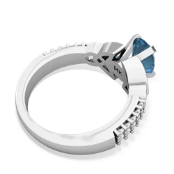Blue Topaz Celtic Knot 8X6 Oval Engagement 14K White Gold ring R26448VL