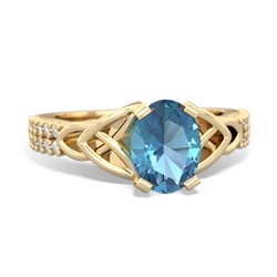 Blue Topaz Celtic Knot 8X6 Oval Engagement 14K Yellow Gold ring R26448VL