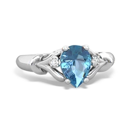 Blue Topaz Precious Pear 14K White Gold ring R0826