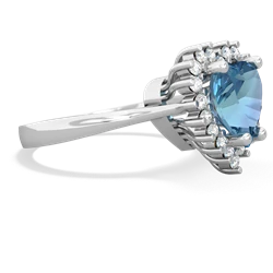 Blue Topaz Sparkling Halo Heart 14K White Gold ring R0391