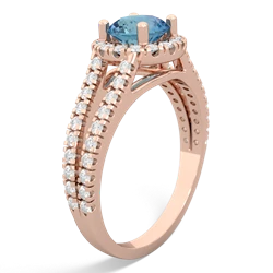 Blue Topaz Pave Halo 14K Rose Gold ring R5490
