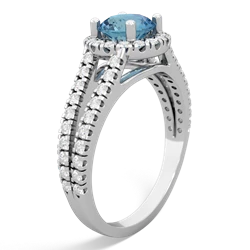 Blue Topaz Pave Halo 14K White Gold ring R5490