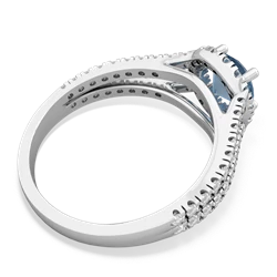 Blue Topaz Pave Halo 14K White Gold ring R5490