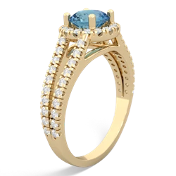 Blue Topaz Pave Halo 14K Yellow Gold ring R5490