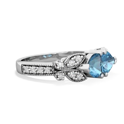 Blue Topaz Diamond Butterflies 14K White Gold ring R5601