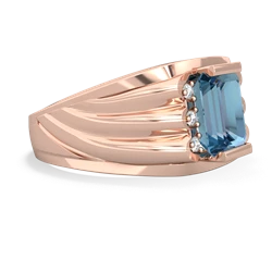 Blue Topaz Men's 9X7mm Emerald-Cut 14K Rose Gold ring R1835