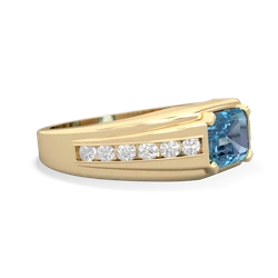 Blue Topaz Men's Diamond Channel 14K Yellow Gold ring R0500