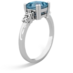 Blue Topaz Art Deco Princess 14K White Gold ring R2014