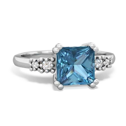 Blue Topaz Art Deco Princess 14K White Gold ring R2014