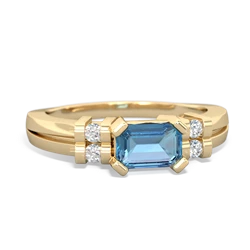 Blue Topaz Art Deco East-West 14K Yellow Gold ring R2590
