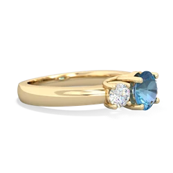 Blue Topaz Diamond Three Stone Round Trellis 14K Yellow Gold ring R4018