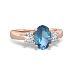 Blue Topaz Diamond Three Stone Oval Trellis 14K Rose Gold ring R4024