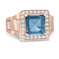 Blue Topaz Men's Watch 14K Rose Gold ring R0510