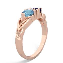 Blue Topaz Celtic Knot Double Heart 14K Rose Gold ring R5040